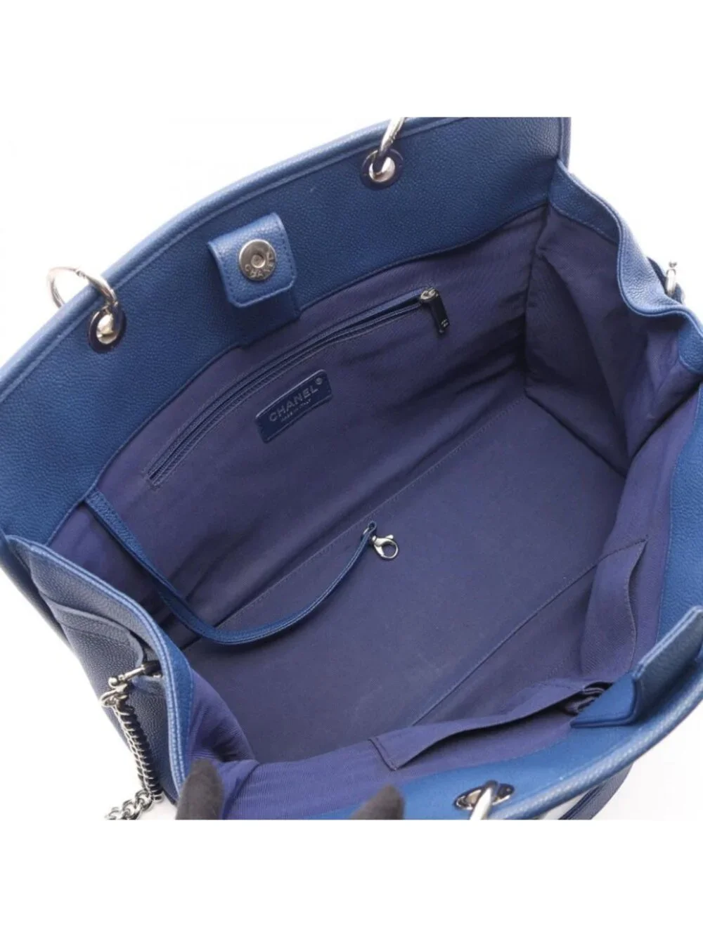 Chanel Tote Bag Quilted 2-Way Blue Caviar Leather